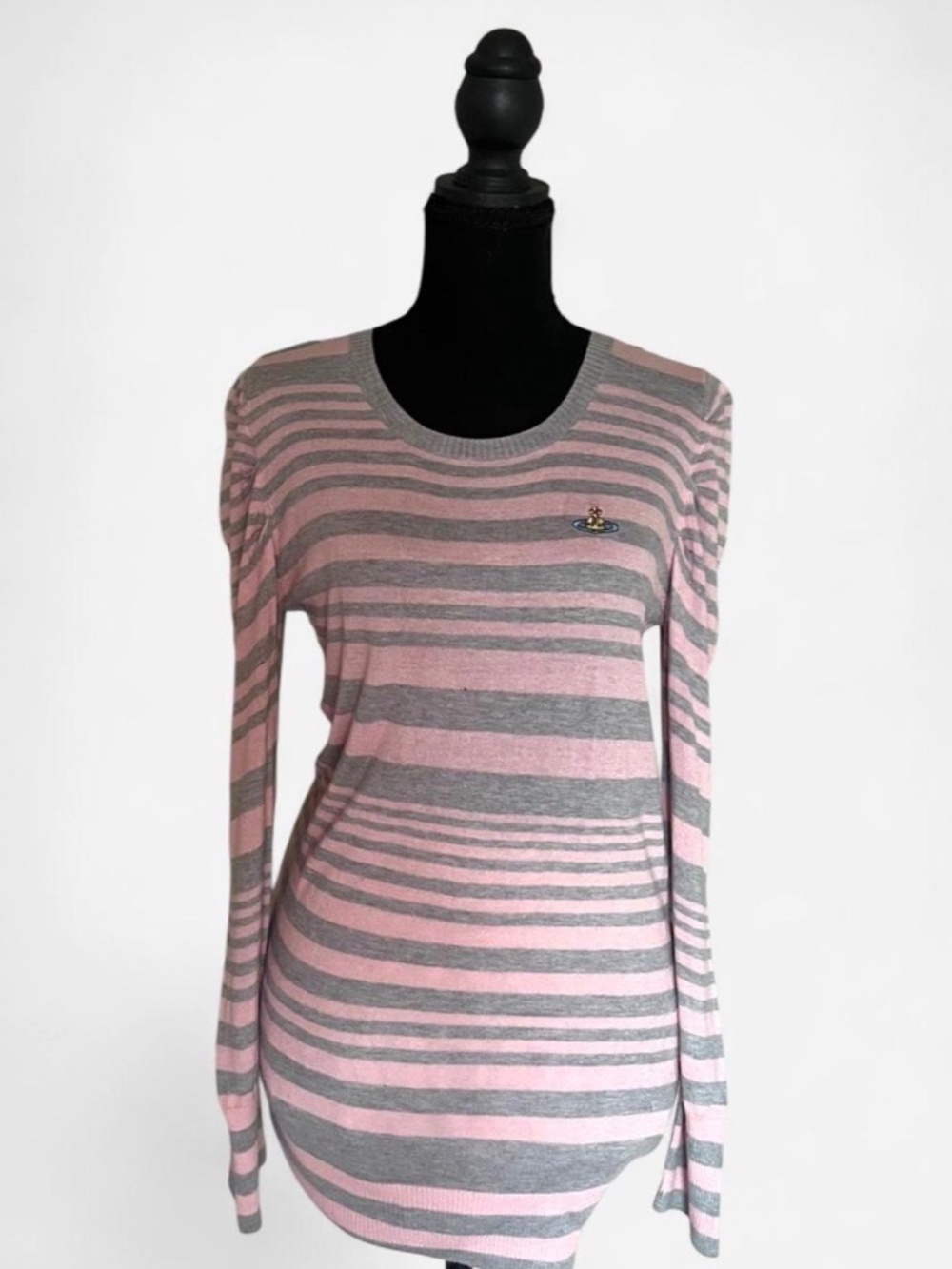 ⚜️Vivienne Westwood Red Label Striped Silk-Blend Knit Top with Orb Logo